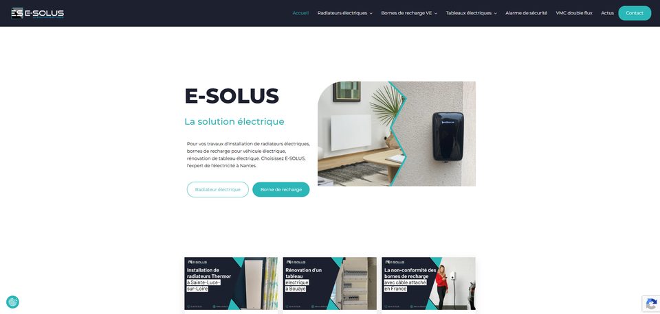 Aperçu de la page d'accueil du site e-solus.fr